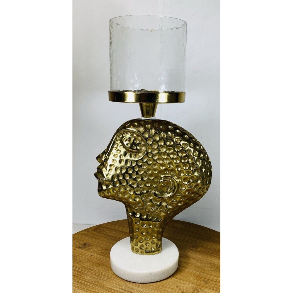 Beautiful Handcrafted Candle Holder On Marble Stand 14” Tall